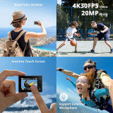 AKASO Brave 4 Pro 20MP 4K Waterproof Dual Screen Wi-Fi Remote Control Action Camera